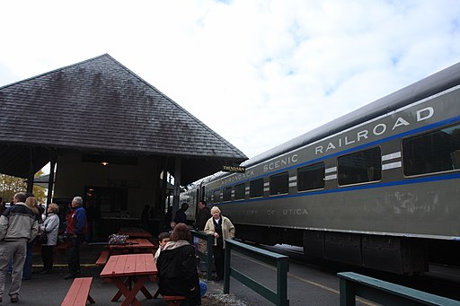 Thendara Station on the Adirondack Scenic Railroad / Wikimedia / Howard Brier
Link: https://commons.wikimedia.org/wiki/File:Adirondack_Scenic_Railroad_Thendara.jpg
