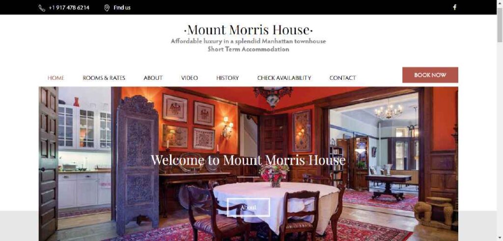 Homepage of Mount Morris House website / mountmorrishousenyc.com