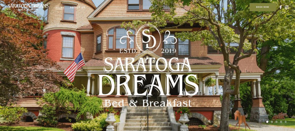 Homepage of Saratoga Dreams Bed and Breakfast website / saratogadreams.com