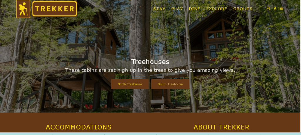 Homepage of the Trekker Basecamp Treehouse / trekkerbasecamp.com