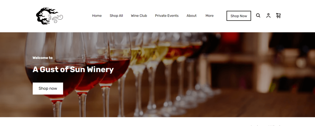 Homepage of A Gust of Sun Winery & Vineyard / agustofsunwinery.com