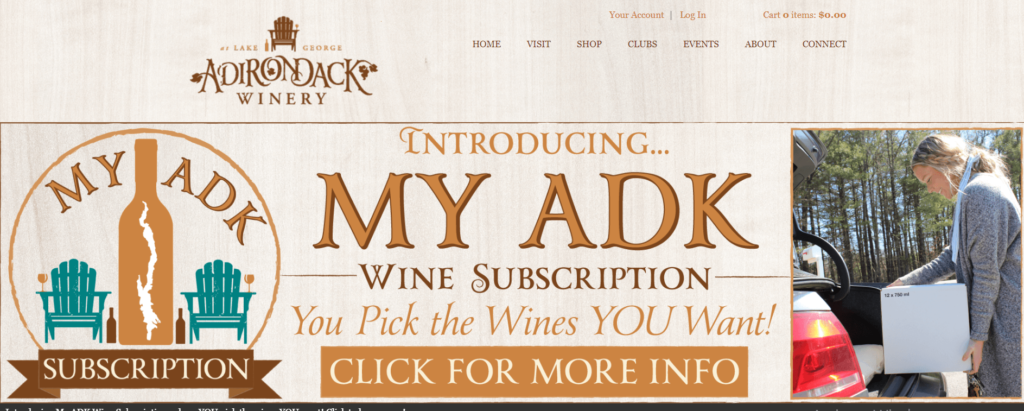 Homepage of Adirondack Winery / adirondackwinery.com