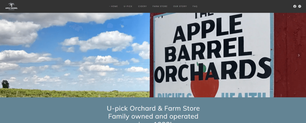 Homepage of Apple Barrel Orchards / applebarrelorchards.com