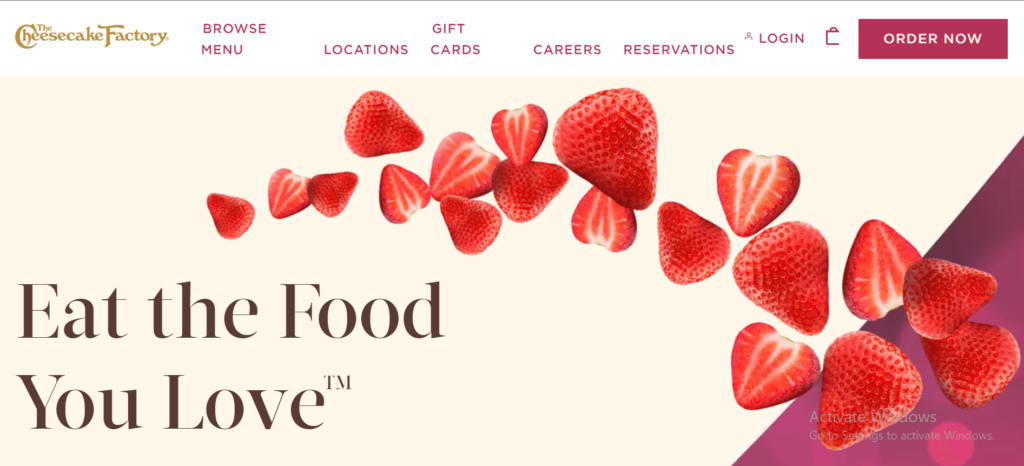 Homepage of The Cheesecake Factory / thecheesecakefactory.com