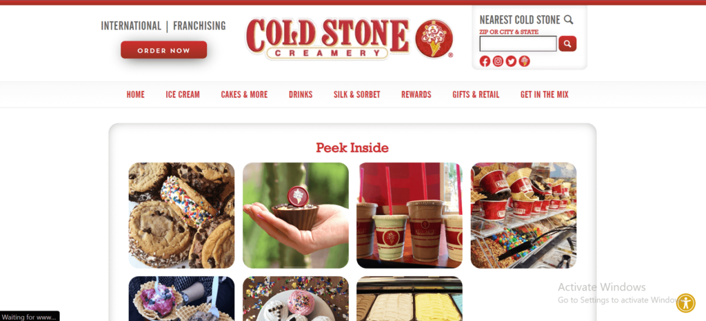 Homepage of Cold Stone Creamery / coldstonecreamery.com