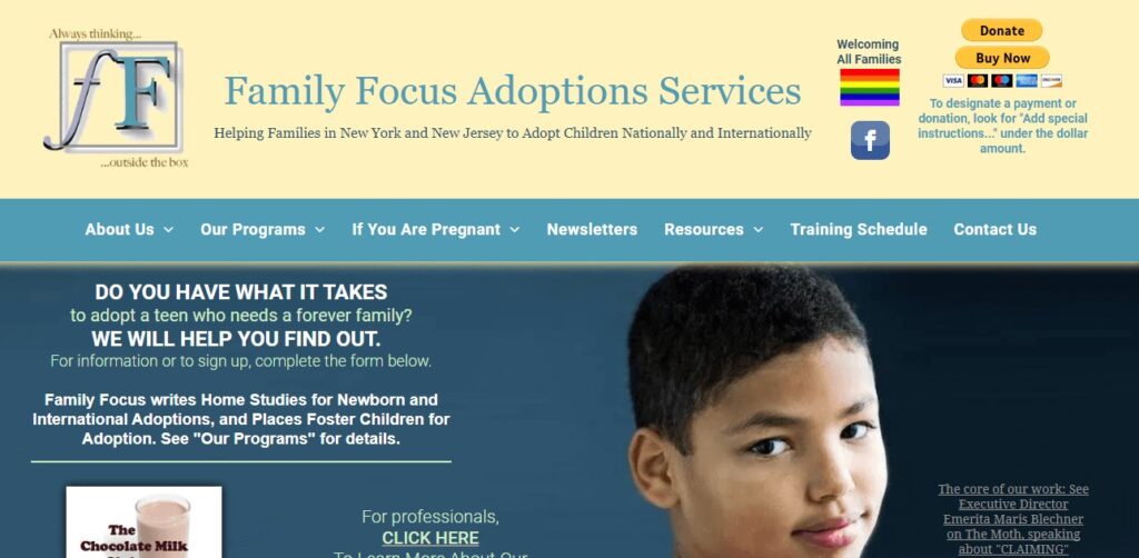  Homepage of Family Focus Adoption Services
Link: https://www.familyfocusadoption.org/