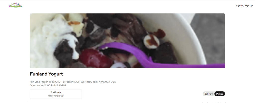 Homepage of Fun Land Frozen Yogurt / order.online/store/funland-yogurt-west-new-york