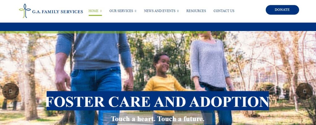 Homepage of Gustavus Adolphus G.A. Family Services Foster Care
Link: http://gafamilyservices.org/