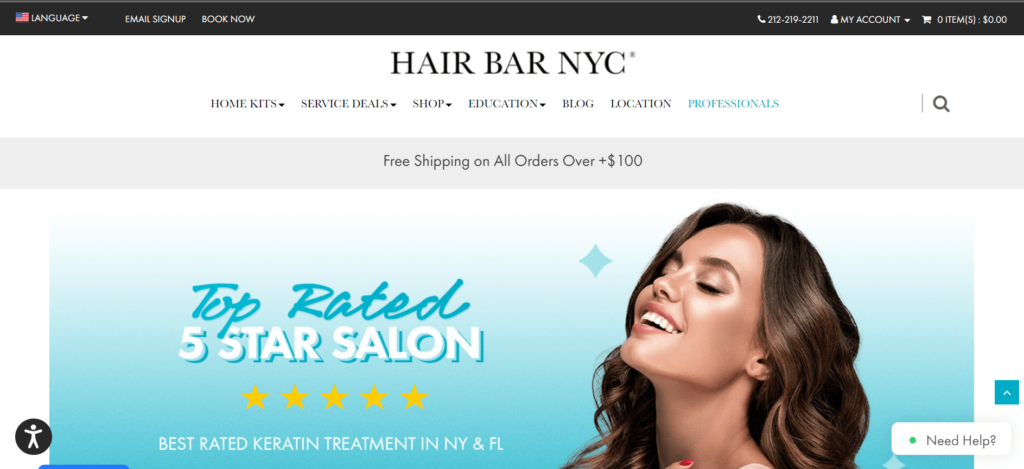 Homepage of Hair Bar NYC Soho / hairbarnyc.com