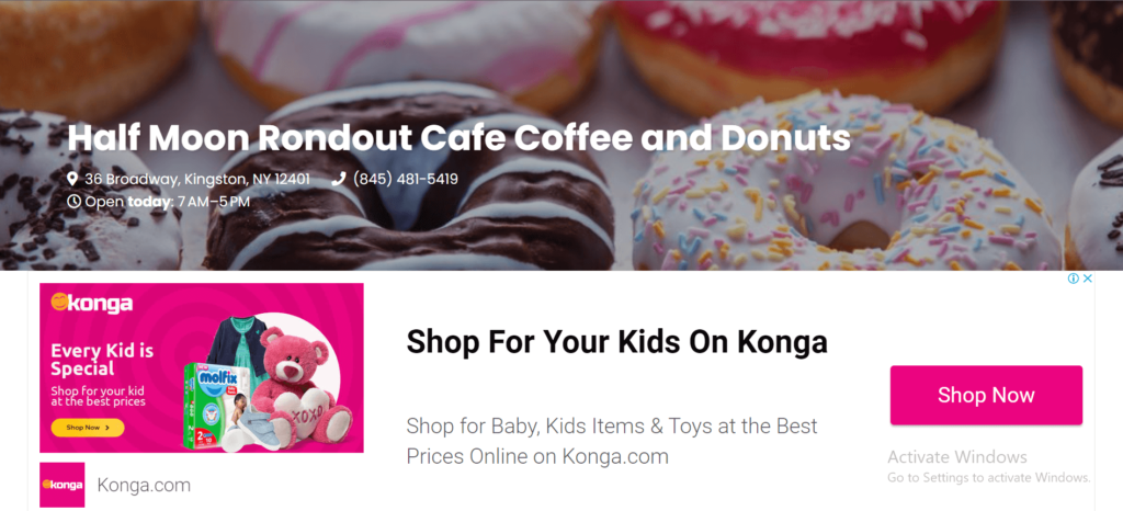 Homepage of Half Moon Rondout Cafe Coffee and Donuts / half-coffee-donuts.edan.io