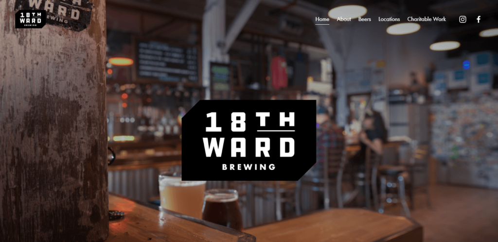Homepage of 18th Ward Brewing website / 18thwardbrewing.com 