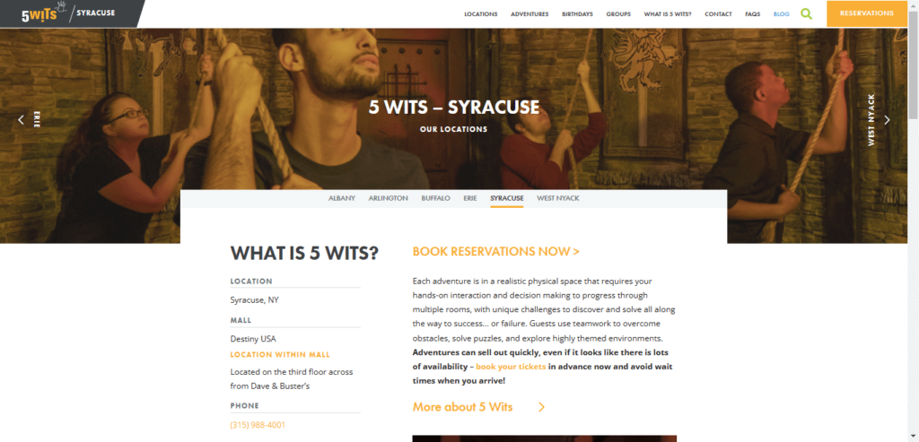 Homepage of 5 wits Syracuse website / 5-wits.com   