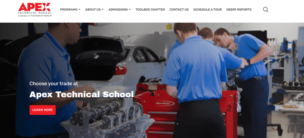 Homepage of Apex Technical School
URL: https://apexschool.com