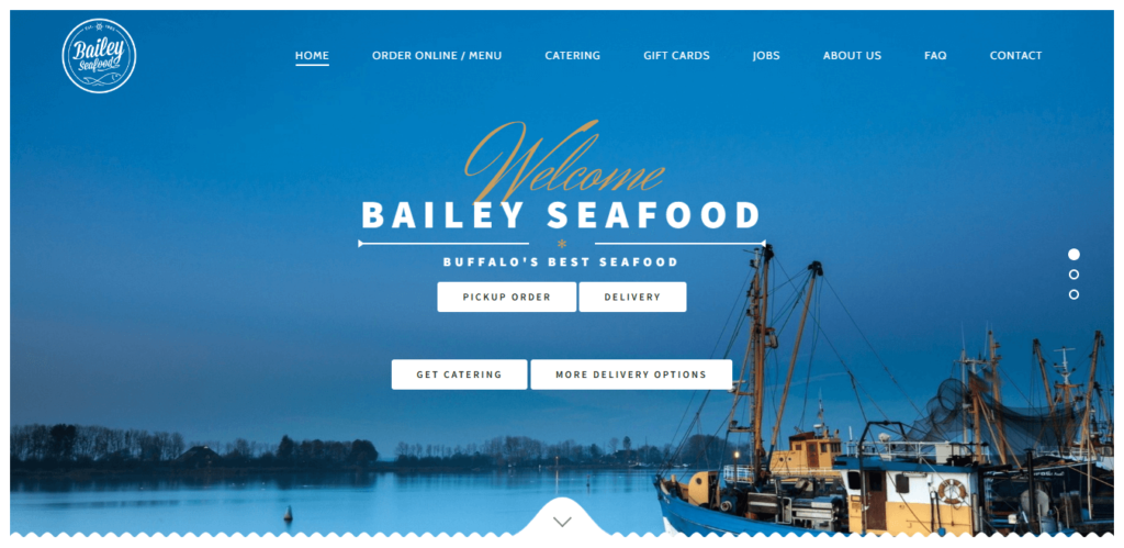 Homepage of Bailey Seafood website / baileyseafood.com