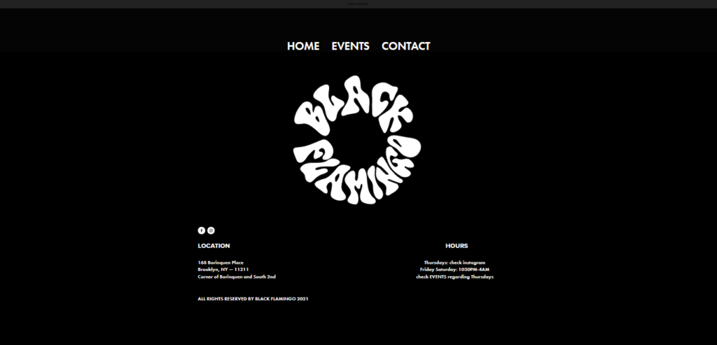 Homepage of Black Flamingo website / blackflamingonyc.com