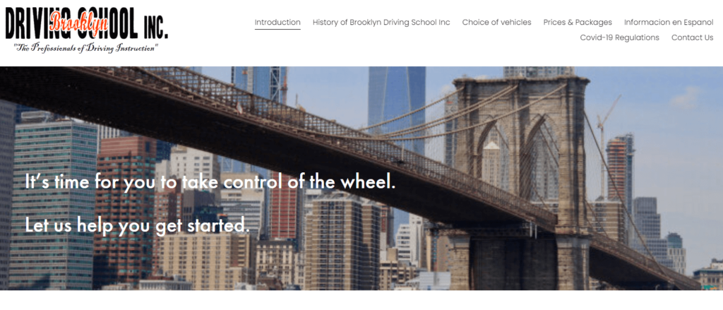 Homepage of Brooklyn Driving School
URL: https://brooklyndrivingschoolinc.squarespace.com