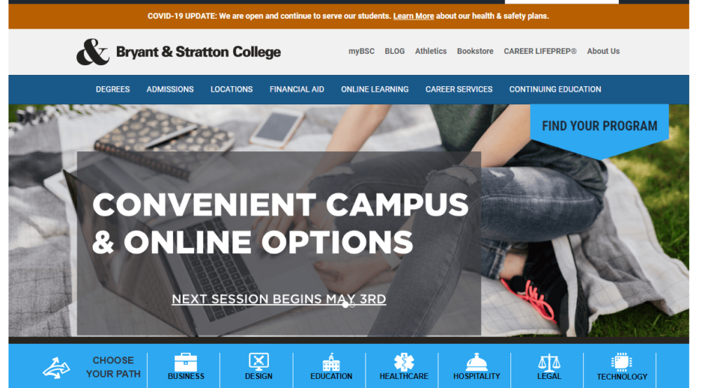 Homepage of Bryant & Stratton College
URL: https://www.bryantstratton.edu