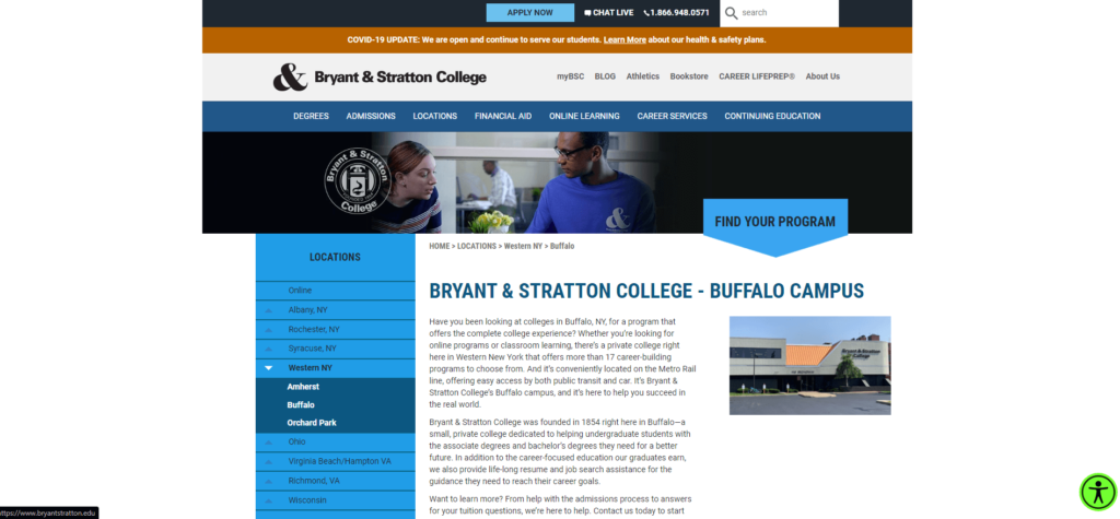 Homepage of Bryant & Stratton College Buffalo 
URL: https://www.bryantstratton.edu