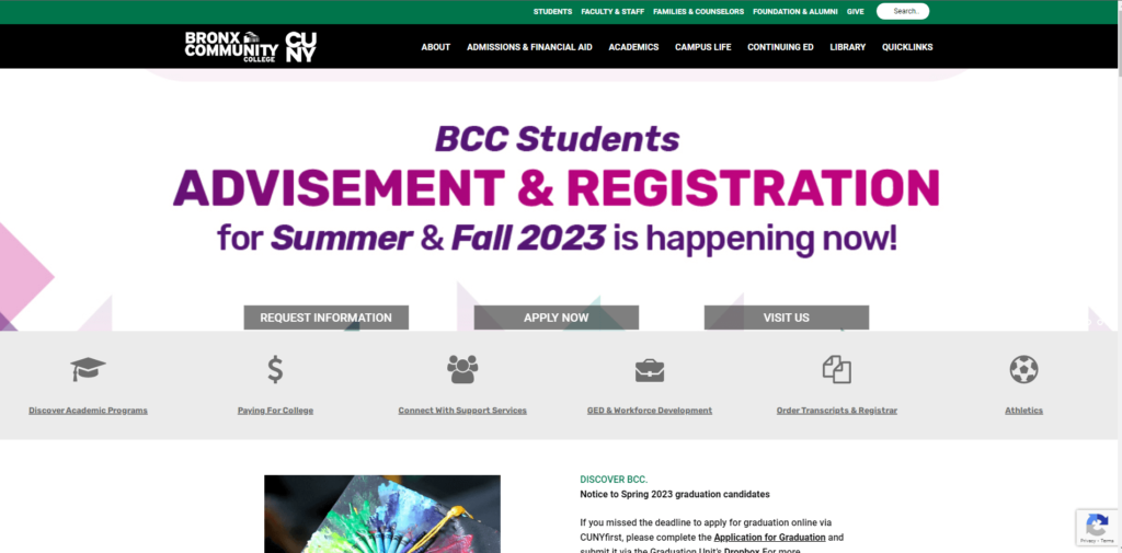 Homepage of CUNY Bronx Community College 
URL: https://www.bcc.cuny.edu