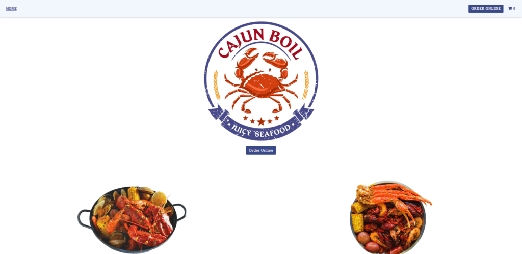 Homepage of Cajun Boil website / cajunboilny.com