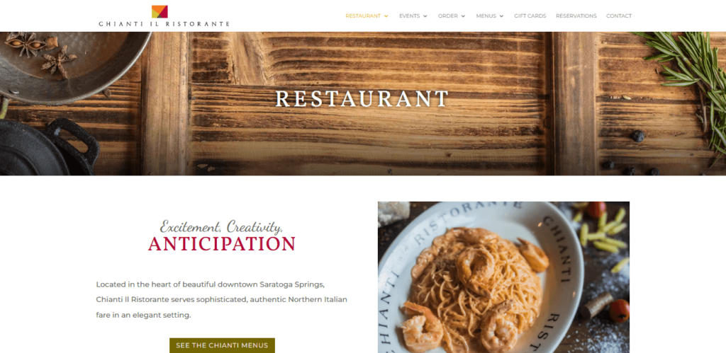 Homepage of Chianti II Ristorante website / chiantiristorante.com