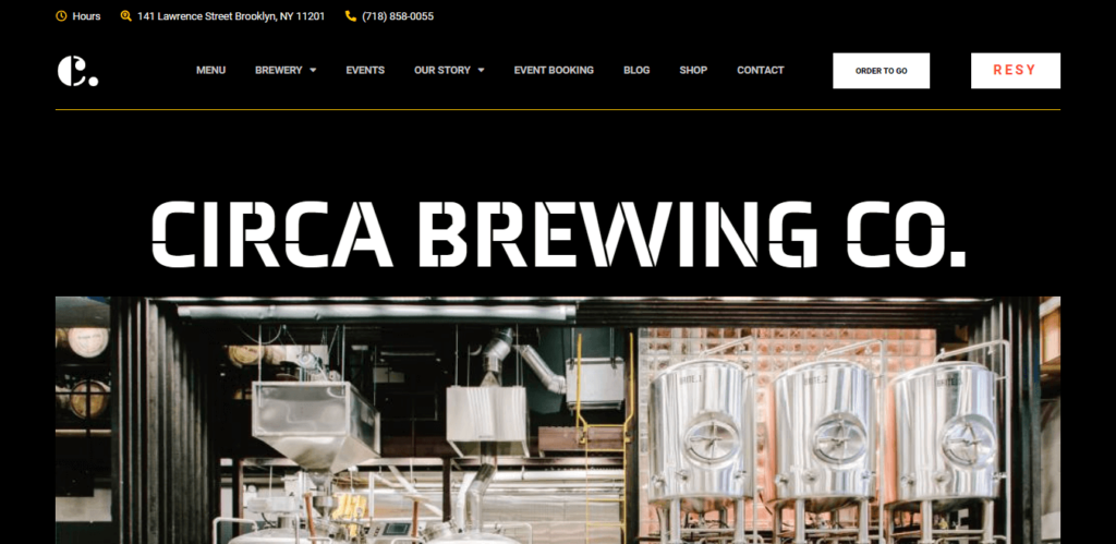 Homepage of Circa Brewing Co website / circabrewing.co 