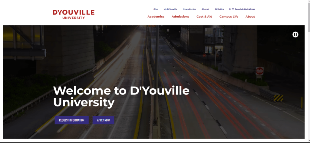 Homepage of D'Youville College 
URL: https://www.dyu.edu