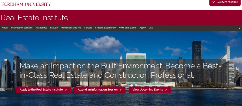 Homepage of Fordham University RE Institute
URL: https://www.fordham.edu