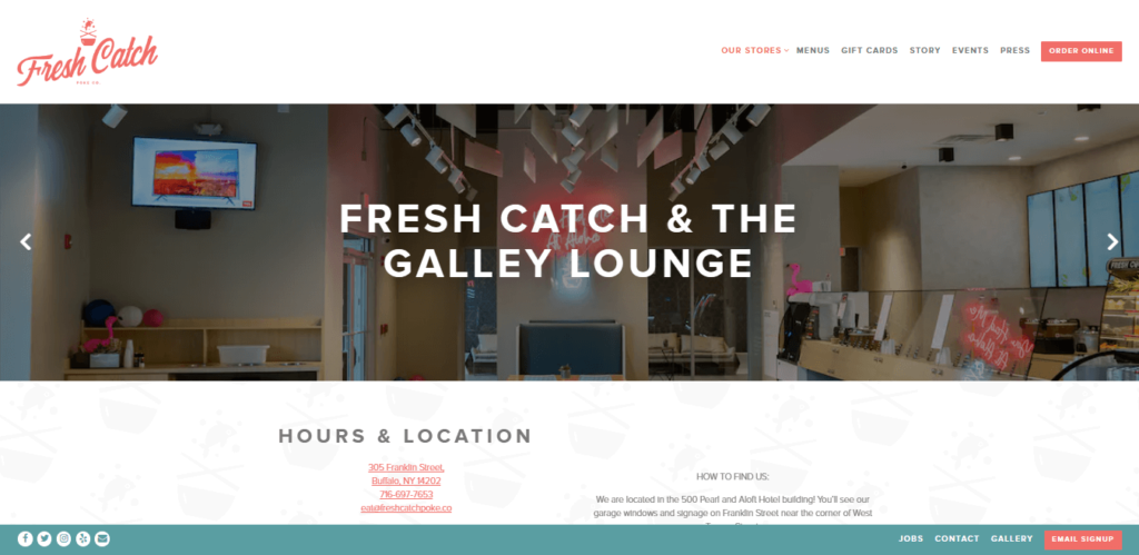 Homepage of Fresh Catch Poke and The Galley Lounge website / freshcatchpoke.co