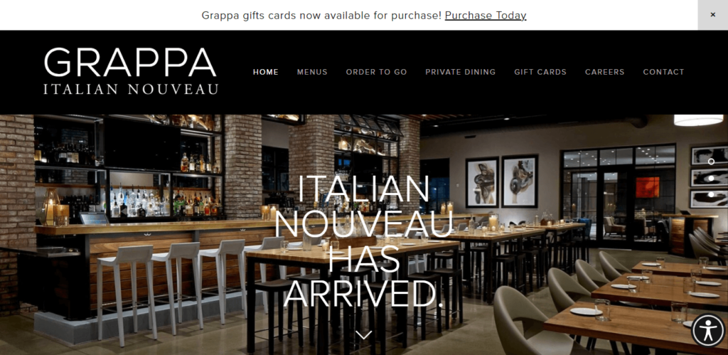 Homepage of Grappa Italian Nouveau website / grapparoc.com 