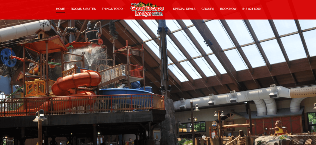 Homepage of Great Escape Lodge
URL: https://www.sixflagsgreatescapelodge.com