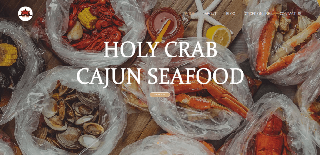 Homepage of Holy Crab Cajun Seafood website / holycrabny.com