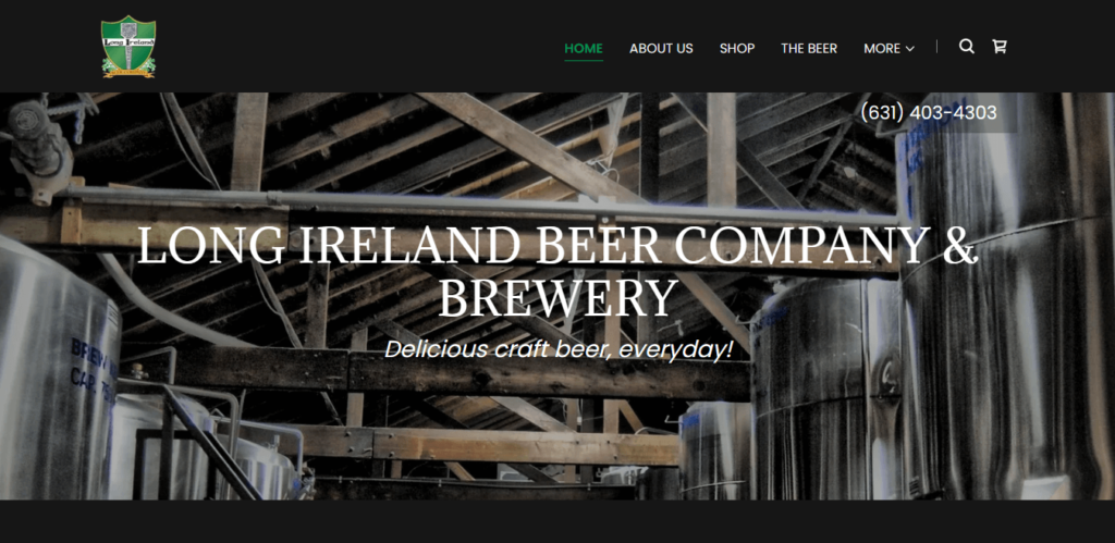 Homepage of Long Ireland Beer Company website / longirelandbeer.com
