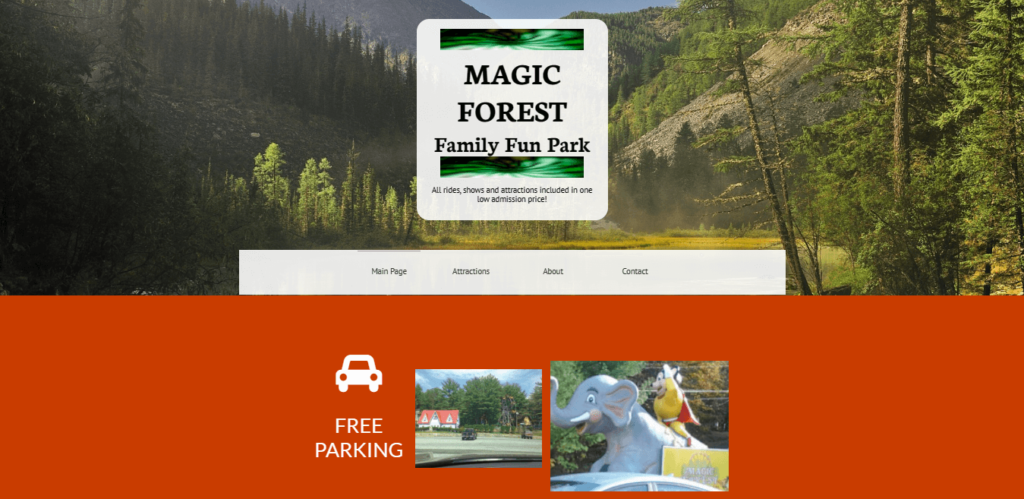 Homepage of Magic Forest website / magicforestpark.com 