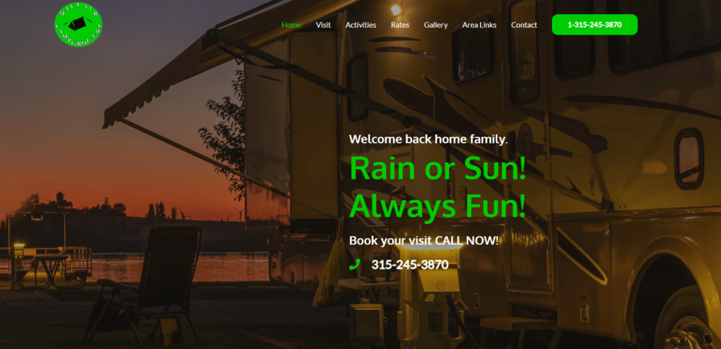 Homepage of Mayfair Campground
URL: https://mayfaircampground.com