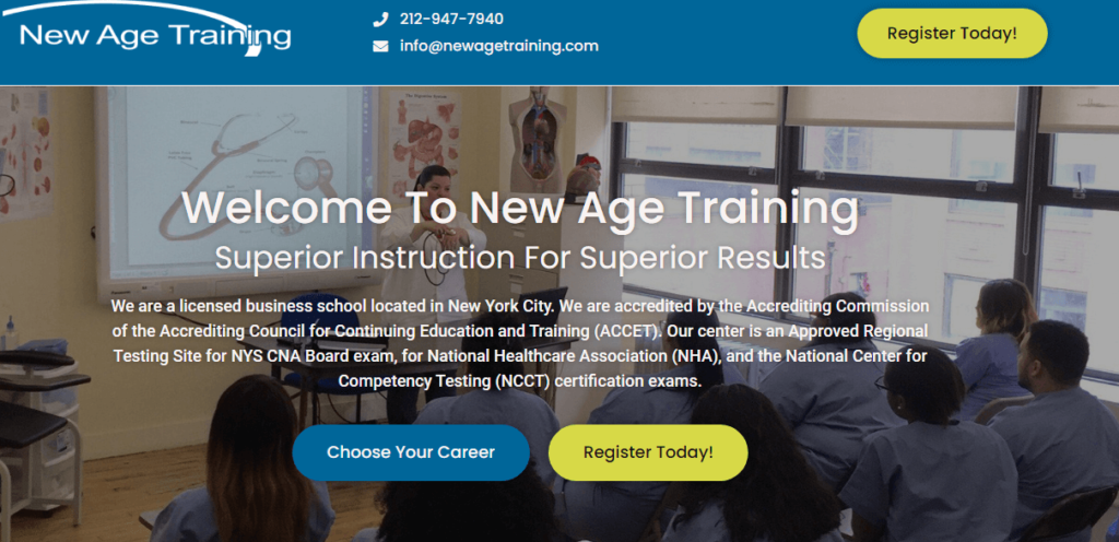 Homepage of New Age Training
URL: https://newagetraining.com