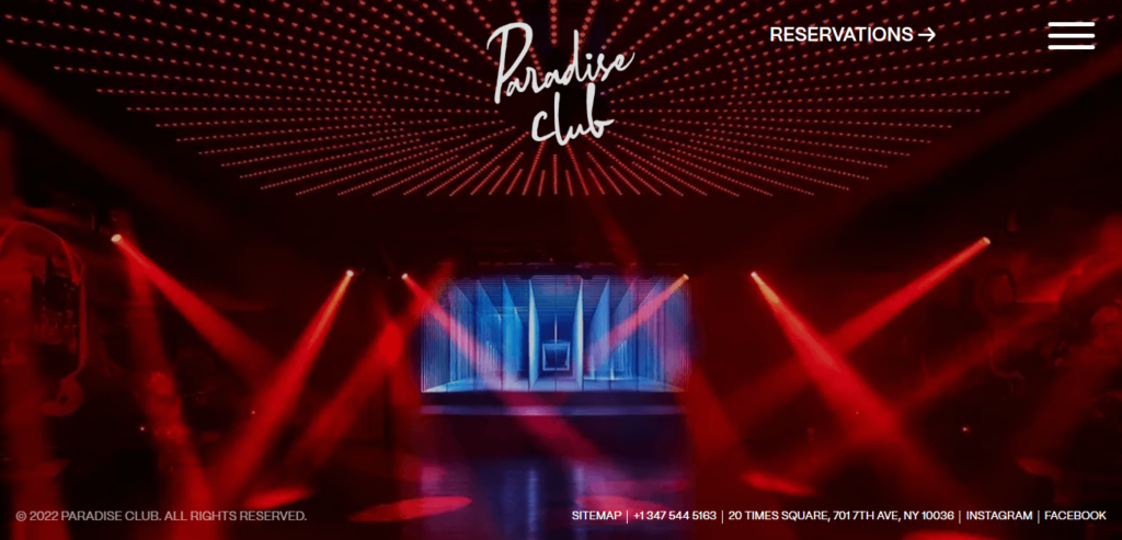 Homepage of Paradise Club website /  theparadiseclubnyc.com  