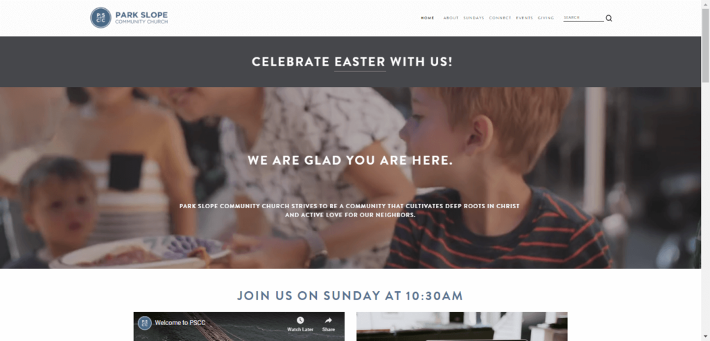 Homepage of Park Slope Community Church website / parkslope.church