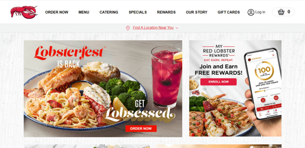 Homepage of Red Lobster website / redlobster.com