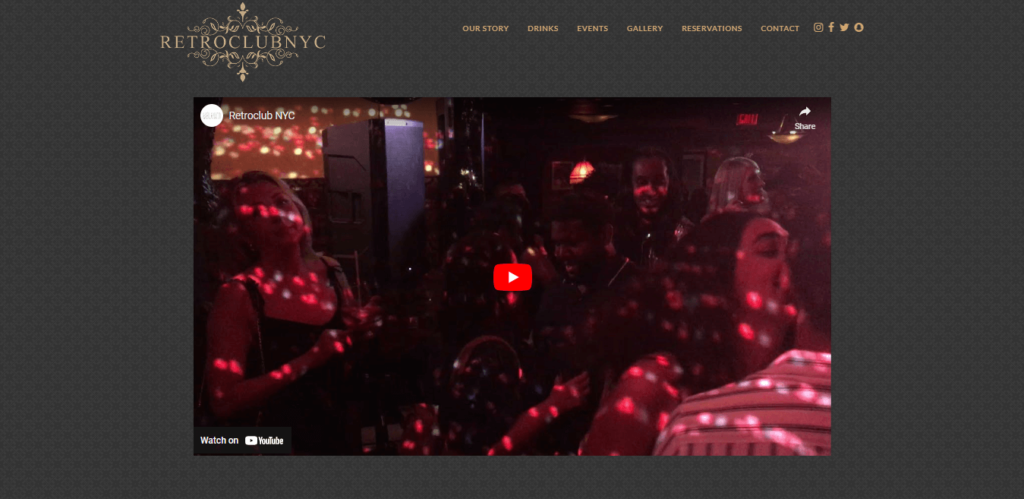 Homepage of Retroclub website / retroclubnyc.com 