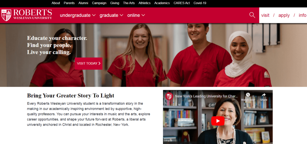 Homepage of Robert Wesleyan University
URL: https://www.roberts.edu