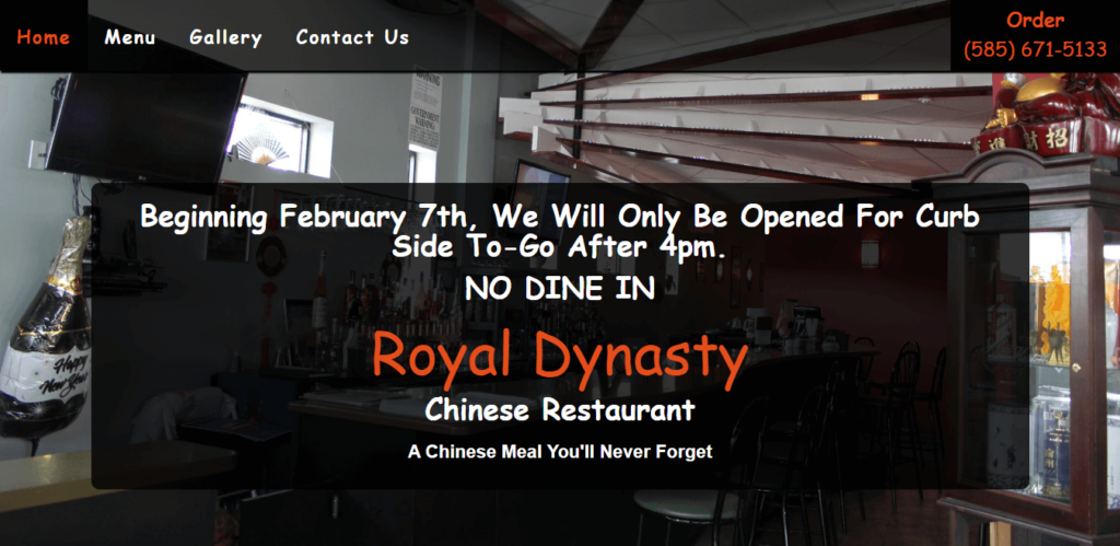 Homepage of Royal Dynasty website / royaldynastyrest.com
