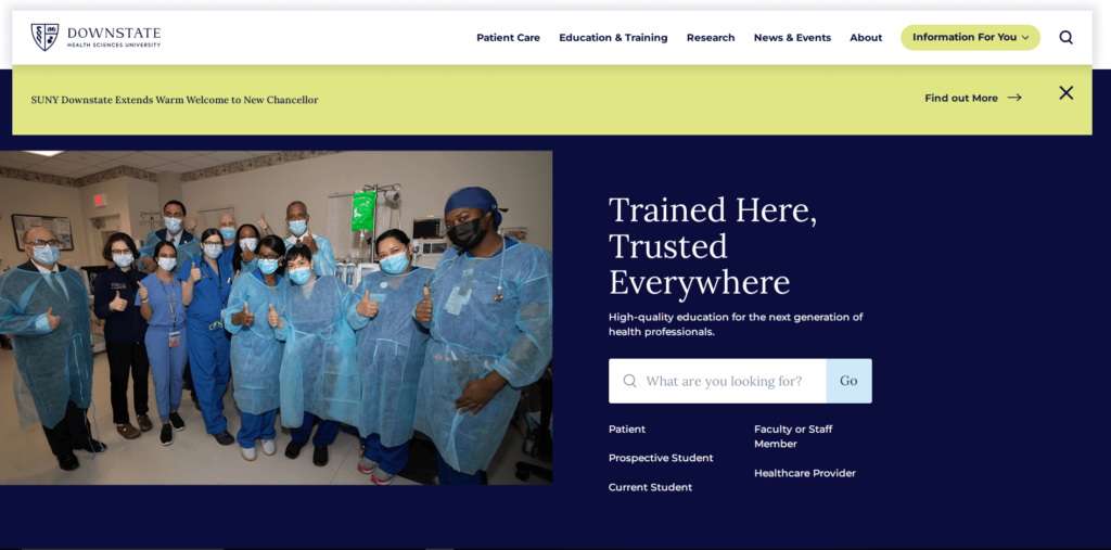 Homepage of SUNY Downstate Health Sciences University 
URL: https://www.downstate.edu