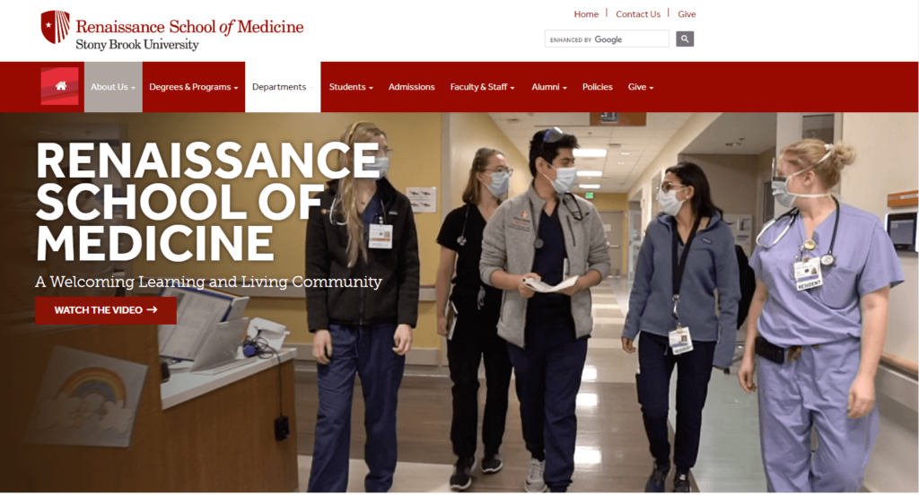 Homepage of Stony Brook University 
URL: https://renaissance.stonybrookmedicine.edu
