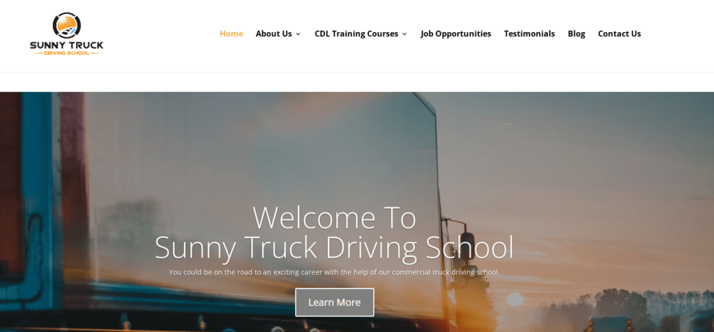 Homepage of Sunny Truck Driving School
URL: https://sunnytruckdrivingschool.com