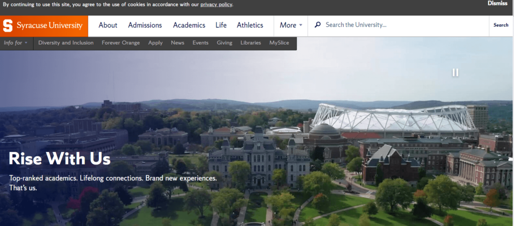 Homepage of Syracuse University 
URL: https://www.syracuse.edu