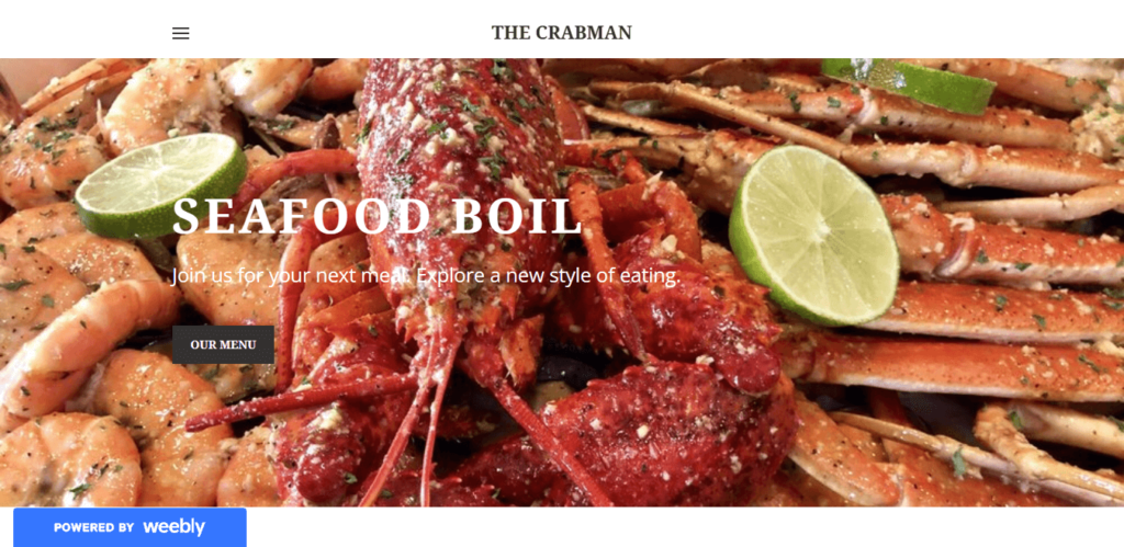 Homepage of The Crabman website / https://thecrabman.weebly.com/  