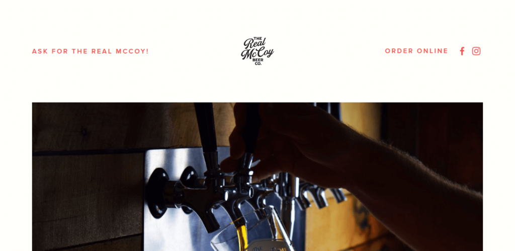 Homepage of The Real McCoy Beer Co. website / therealmccoybeerco.com
