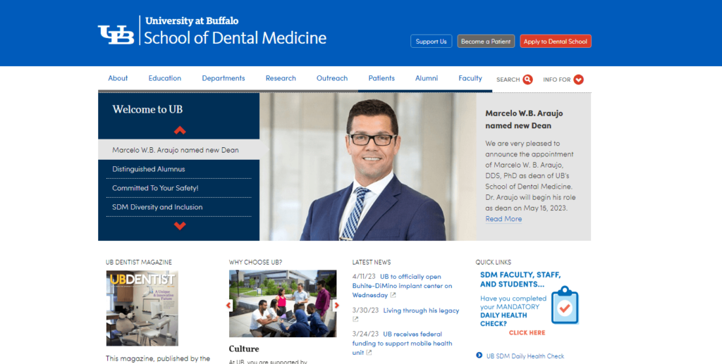 Homepage of University of Buffalo
URL: https://dental.buffalo.edu