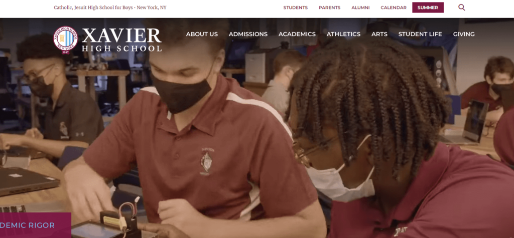Homepage of Xavier High School 
URL: https://www.xavierhs.org